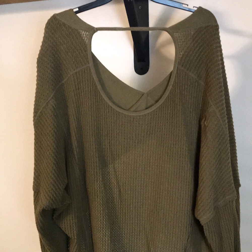 Olive green open back top